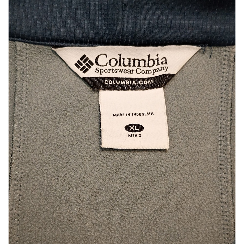 Columbia Omni-Dry Mens XL Full Zip Grid Fleece Jacket Teal Blue XM 6303 - Picture 5 of 7